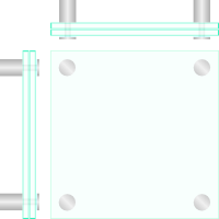 Design Türschild aus Glas, flach (4 Bohrungen)