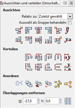 Türschilder Tutorial - Inkscape ausrichten und verteilen Fenster