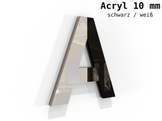 Acrylbuchstaben 10 mm, schwarz/weiß