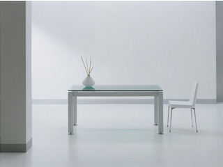 Design Aluminiumtisch Quadro Glastisch