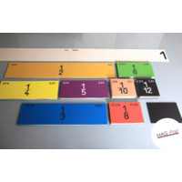 Bruchrechensatz linear in 9 Farben für die Tafel magnetisch