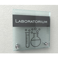 Design Glasschild flach (2 Bohrungen)