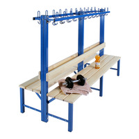 Doppelte Umkleidebank SBD mit Lehne und Hakenleiste