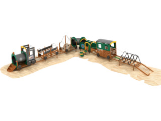 EISENBAHN, 12-teilige Spielanlage, mit Kriechtunnel
