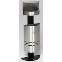 Edelstahl Abfallsammler mit Ascher und Dach H 98