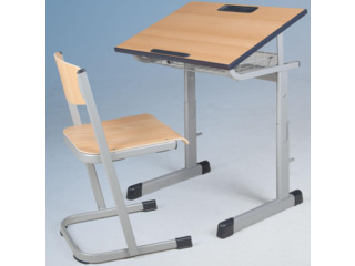 Einer-Schülertisch  mit Schichtstoffplatte, schräg- und höhenverstellbar