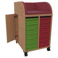 Fahrbares Wickelcenter Breite 64 cm /2x7 flache Modulboxen, 1 T&uuml;r seitlich