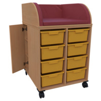 Fahrbares Wickelcenter Breite 70 cm /2x4 Boxen auf Schienen, 1 T&uuml;r seitlich