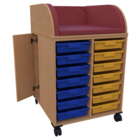 Fahrbares Wickelcenter Breite 70 cm /2x7 Boxen auf Schienen, 1 T&uuml;r seitlich