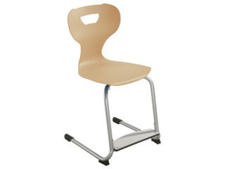 Freischwingerstuhl solit:sit® mit einstellbarer Fußstütze, Buchenholzsitzschale