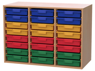 Materialcontainer als Aufsatz, 3-reihig, Boxen auf Schienen
