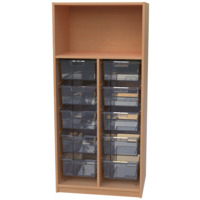 Materialschrank B 70,2 cm - 1 fester Boden, 10 / 20 Boxen auf Schienen