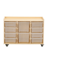 Mobiles Regal OWLAF mit 10 Kunststoffboxen