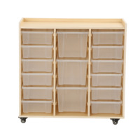 Mobiles Regal OWLAF mit 15 Kunststoffboxen