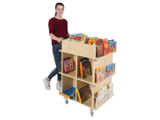 Präsentationswagen für Bücher, mit 18 Fächern