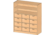 Schränke mit großen Massivholzkästen