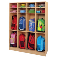 Schultaschenregal mit Ablagefächern oben