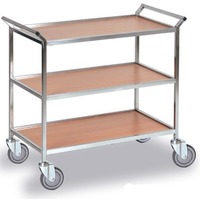 Servierwagen, 3 Etagen, Edelstahl pulverbeschichtet silber