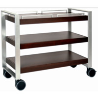 Servierwagen, mit Stahlrahmen und Massivholzleisten