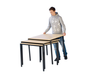 Stack-O-Flex Stapeltisch 80 x 60 cm, fahrbar,Tischplatte Vollkern