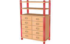 Stollenschränke mit Dekorblendschüben