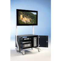 TV Wagen, bis 70 Zoll mit großem Unterschrank, Glastüren und Holztüren