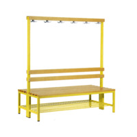 Umkleidebank, 6 Kleiderhaken, doppelseitige Sitzbank