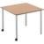 Vari² Quadrattisch, Schultisch fahrbar mit Rundrohrgestell & Vollkernplatte