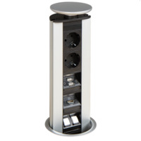 Versenkbare Steckdoseneinheit inklusive USB, HDMI und Netzwerk