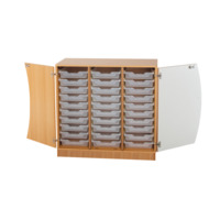 Unterschrank mit Wellentüren, 30 flache ErgoTray Boxen