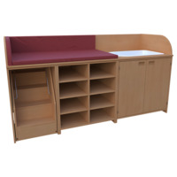 Wickel- und Badekommode Breite 210 cm /Treppe, 2x4 F&auml;cher, 2 T&uuml;ren, Badebecken