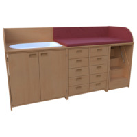 Wickel- und Badekommode Breite 210 cm /Treppe, 2x5 Schubladen, 2xT&uuml;r, Badebecken
