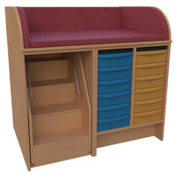 Wickelkommode Breite 114 cm /Treppe, 2x6 flache Modulboxen