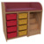Wickelkommode Breite 120 cm /Treppe, 2x4 hohe Boxen auf Schienen