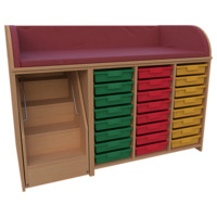 Wickelkommode Breite 154 cm /Treppe, 3x8 flache Boxen auf Schienen