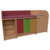 Wickelkommode Breite 210 cm /Treppe, 3x6 flache Modulboxen, T&uuml;r, Waschbecken