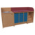 Wickelkommode Breite 210 cm /Treppe, 3x6 flache Modulboxen, T&uuml;r, Waschbecken