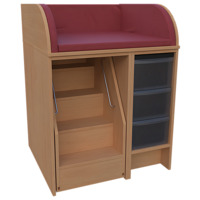 Wickelkommode Breite 83 cm /Treppe, 3 hohe Modulboxen