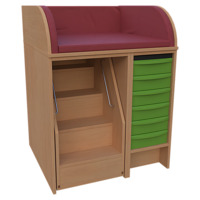 Wickelkommode Breite 83 cm /Treppe, 6 flache Modulboxen