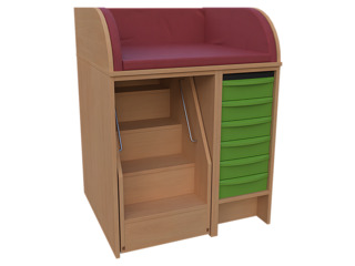 Wickelkommode Breite 83 cm /Treppe, 6 flache Modulboxen