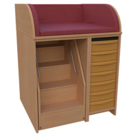 Wickelkommode Breite 83 cm /Treppe, 7 flache Modulboxen