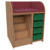 Wickelkommode Breite 86 cm /Treppe, 4 hohe Boxen auf Schienen