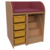 Wickelkommode Breite 86 cm /Treppe, 4 hohe Boxen auf Schienen