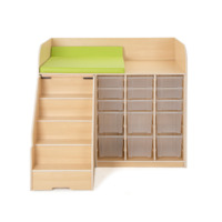 Wickelstation Ahorn-Optik mit transparenten Boxen