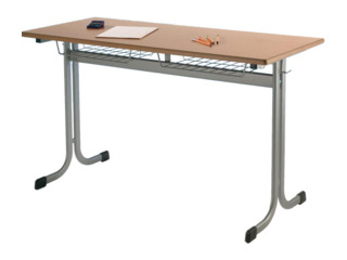 Zweier-Schülertisch - mit Vollkern Tischplatte "Powersurf"